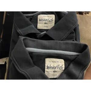 2 Weird Fish Mens Navy Blue Short Sleeve Polo One is XL, other is 2XL